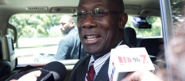 Keith Rowley, a 65-year old geologist and leader of the opposition People's National Movement (PNM), talks to the media in Port-of-Spain